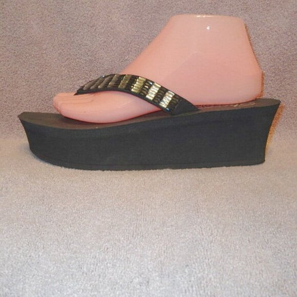 SKECHERS Yoga Foam PLATFORM Wedge SANDALS Size 10 YOGA FOAM Flip Flop SUNNY DAYS - Picture 2 of 12